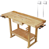 55-Inch Wood Workbench - Wooden Workbench for Garage Workshop and Home, with Bar Clamps Set 24 inch 93079280