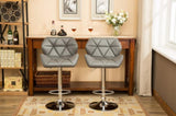 ZNTS Glasgow Contemporary Tufted Adjustable Height Hidraulic Bar Stools, Set of 2, Grey T2574P164866