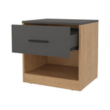 Solomon Nightstand with a Drawer, Natural Oak and Matt Grey B128P263724