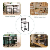 Gray Set of 2 Hand Weave Bars with Back Counter Height Bar Chairs Paper Rope Woven Dining W1757138690