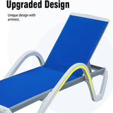 Patio Chaise Lounge Adjustable Aluminum Pool Lounge Chairs with Arm All Weather Pool Chairs for W1859109677