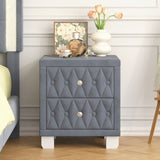 Elegant Velvet Nightstand with 2 Drawers and Crystal Handle, Storage Bedside Table with 63928278