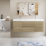 60" Floating Bathroom Vanity with Sink, Modern Wall-Mounted Bathroom Storage Vanity Cabinet with W1573P152706