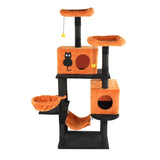 61" Halloween Cat Tree, Large Cat Tower with 2 Spacious Cat Condos, 2 Padded Perches, 2 Hammocks, 04019116
