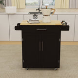 ZNTS Kitchen island rolling trolley cart with 1 drawer & 2 doors with Adjustable Shelves & towel rack & W282P184187