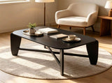 Modern Rectangular Coffee Table, Engineered Wood Center Table with Rubber Wood CrossLeg Base, 132 95045589