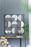 35.6" in Eclectic Styling Metal Beaded Black Wall Mirror with Contemporary Design for W2078124371