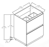 24" Bathroom with Double drawer,Freestanding Bathroom Cabinet,Engineering Wood,Brown W1972P188244