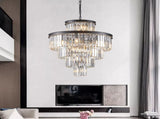 (Same as W1340P188535/L5002-600-B) 24" Luxury Crystal Chandelier with Black Finish Elegant W1340P189339