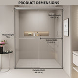 44-48 in. W x 72 in. H Double Sliding Shower Door, Semi-frameless Bypass Bathroom Sliding Door with W1573P239434