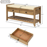 Shoe Rack with Cushioned Seat and Drawers, Multipurpose Entryway Storage Bench 17964080