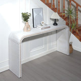 Washed white Console Table, 59in Entryway Table, Curved Waterfall-style Table,Console table with W2729P263653