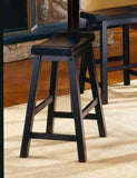 Black Finish 29-inch Bar Height Stools Set of 2pc Saddle Seat Solid Wood Casual Dining Home B01151976