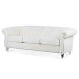 84.65" Rolled Arm Chesterfield 3 Seater Sofa W68058494