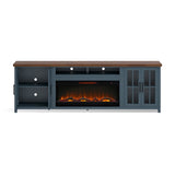 97 inch Fireplace TV Stand Console for TVs up to 100 inches, Minimal Assembly, Blue Denim and B108P160235