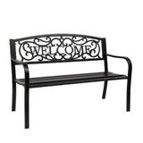 ZNTS 50" Outdoor Welcome Backrest Cast Iron Bench 27571420