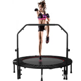 ZNTS 48" Foldable Mini Trampoline Max Load 300lbs, Fitness Rebounder with Adjustable Foam Handle, 66837725