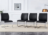 Luxury Simple Arch Chair - Set of 4 Black PU Material High Resilience Dining Chair with Arched Metal W1512P414523
