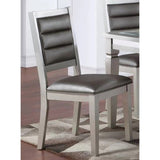 Set of 2 PU Upholstered Dining Chair, Silver B016P225999