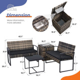 4 Piece Outdoor PE Wicker Furniture Set, Patio yellow Rattan Sectional Sofa Couch with Washable T2712P343645