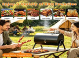 2-in-1 Portable Charcoal BBQ Grill, Dual Air Vents & Chimney Vent, Foldable Iron Barbecue Grill with 20903097