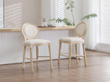 French Country 30'' Height Bar Chairs Set of 2, Upholstered Chairs with Round Back, Wire drawing and W3426P324576