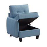 Living Room Furniture One-Arm Chair Blue Tufted Solid Wood Modern Comfort 1pc Modular Piece Chair B011P309912
