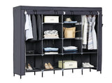 67" Clothes Closet Portable Wardrobe Clothes Storage Rack 12 Shelves 4 Side Pockets Gray 63742682