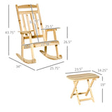 2 Pieces Wood Patio Bistro Set, Outdoor Rocking Chair Set with Armrests High Back Rocking Chair W2225142477