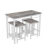 5-piece modern kitchen table with four bar stools Bar table set 5PC,metal frame and MDF, white W578P310676