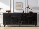 Modern Black Sideboard Cabinet with Decorative Nailhead Accents, Stylish Storage Solution for Dining W2729P198993