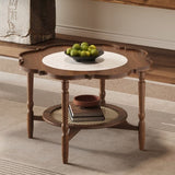 Mid-Century Style Coffee with Petal Shape and White Crackle Pattern Glass, 2-Tiered Coffee N735P291422D
