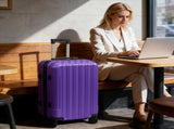 ABS Trolley Case 20in 24in 28in 3PCS Suitcase Set Vertical Striped Frosted Case Suitcase Purple 89769441