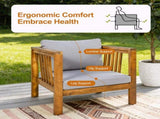 Outdoor Acacia Wood Club Chair with Modern Square Arms, Patio Chair with Thick Cushion, Adjustable N704P448452E