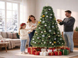 7FT Pre-Lit Artificial Christmas with Ornaments, 290 Warm White LED Lights, PVC Hinged Xmas 24394387