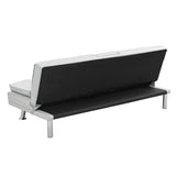 Sofa Bed with Armrest two holders WOOD FRAME, STAINLESS LEG, FUTON WHITE PVC W2297P164962