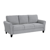 ZNTS Modern 1pc Sofa Dark Gray Textured Fabric Upholstered Rounded Arms Attached Cushions Transitional B01146750