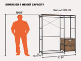 Acacia Wood Garment Racks with Shelves 2 Wicker Drawers and 4 Hooks Heavy Duty Closet Organizer for W2391P289978