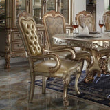 Bone and Gold Patina Tufted Arm Chair B062P209248
