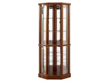 6 Shelf Lighted Corner Curio Cabinet with Adjustable Tempered Glass Shelves and Mirror Back, W1693P170906
