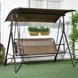 3-Seat Outdoor Patio Swing Chair-Brown 00644178