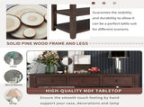 Retro Design Console Table with Two Open Shelves, Pine Solid Wood Frame and Legs for Living Room 20760621