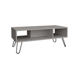 Coffee Table 15.7" H, with 4 Legs and 2 Shelves, White B097P250888