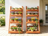 4-Tier Ladder Plant Stand, Foldable Premium Fir Wood Flower Pot Rack, A-Shaped Reinforced Display 99038173