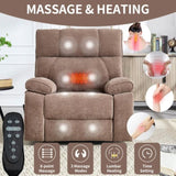 Brown Heat Massage Dual Motor Infinite Position Up to 350 LBS Large Electric Power Lift Recliners W1803P264024