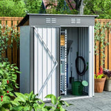 ZNTS 5 X 3 Ft Outdoor Storage Shed, Galvanized Metal Garden Shed With Lockable Doors, Tool Storage Shed W1212110294