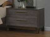Wooden Nightstand with 2 Drawers in Two-Tone Antique Gray Finish B016P251591