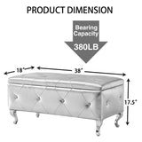 Upholstered Storage Ottoman Bench For Bedroom End Of Bed Faux Leather Rectangular Storage Benches W2268P146696