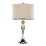 Ashland 27" Contemporary Metal Table Lamp in Polished Chrome and Cream Linen Shade with Trim from B202P224092
