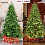 ZNTS 6FT PE And PVC Christmas Tree with Lights, Unique Christmas Tree Prelit with 1228 Branch Tips, 350 W1773P199080